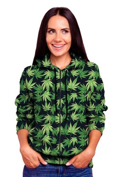 BLUZA DAMSKA ZAMEK PRINT S TRAWKA ZIELONA STYLOWA