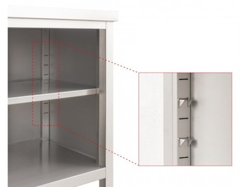 РАБОЧИЙ СТОЛ ИЗ НЕРЖАВЕЮЩЕЙ ИНОКС, ШКАФ + ПОЛКА, 90 СМ