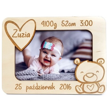 RAMKA METRYCZKA na zdjęcie prezent chrzest