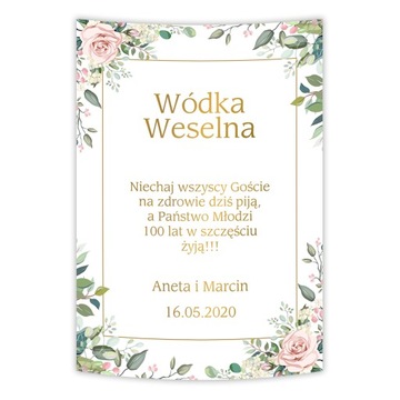 Naklejki Etykiety na Wódkę Weselną alkohol weselny wino bimber 8 sztuk