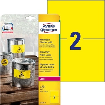 AVERY etykiety wodoodporne L6130-20 / 210 x 148