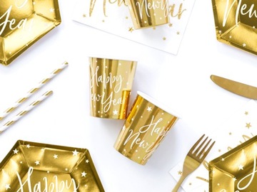 ZESTAW TALERZYKI KUBECZKI JEDNORAZOWE HAPPY NEW YEAR SYLWESTER NOWY ROK