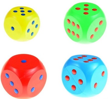 НАБОР БОЛЬШИХ СВЕТЛЫХ ИГРОВЫХ КОСТЕЙ 4 ЦВЕТА ДЛЯ ДЕТЕЙ