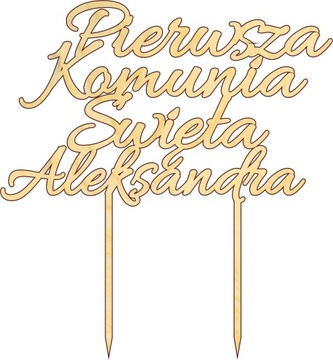 Topper toper napis na tort Pierwsza Komunia Święta