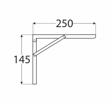СКЛАДНАЯ ХРОМИРОВАННАЯ ПОДДЕРЖКА ДЛЯ ПОЛОК 25см