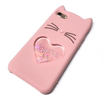 Etui płyny brokat kot iPhone X XS silikonowe