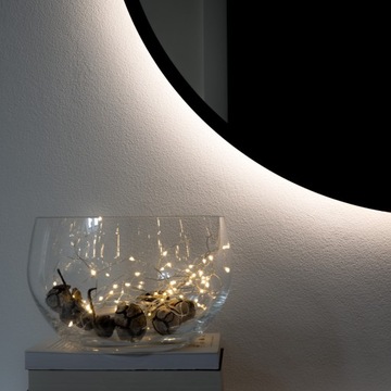 LUSTRO PODŚWIETLANE LED OKRĄGŁE CZARNA RAMA 110cm!
