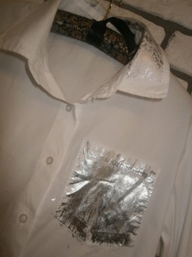 Włoska lekko elastyczna koszula ze srebrem M
