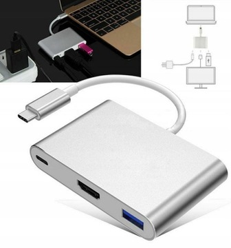 Адаптер HUB 3in1 MHL HUB USB C HDMI 4K адаптер для MacBook Samsung