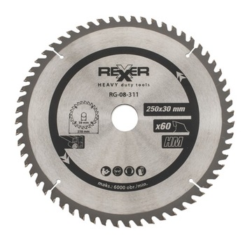 ЦИРКУЛЯРНАЯ ПИЛА ДЛЯ ДЕРЕВА 250Х30 ММ 60 ЗУБЦИЙ HM