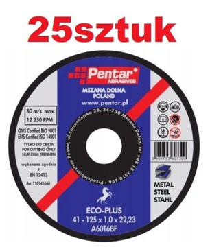 TARCZA DO CIĘCIA METALU 125x1,0x22 PENTAR 25szt.