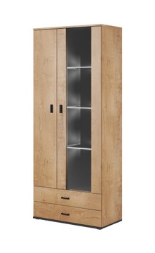 Witryna SOHO S6 dąb lefkas+ czarny - CAMA MEBLE
