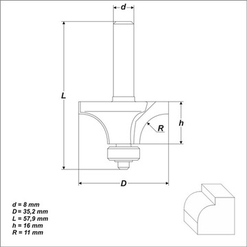 Арочный фрез с направляющим подшипником