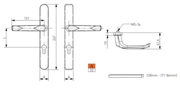 KLAMKA KLAMKI DO DRZWI PCV ALUMINIUM 85 / 32 NA WKŁADKĘ BIAŁA 9016