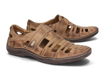 САНДАЛИИ ПОЛУТУФЛИ С КОЖАНОЙ ГЛАВНОЙ ЛИПУЧКОЙ 910 КОРИЧНЕВЫЙ 47