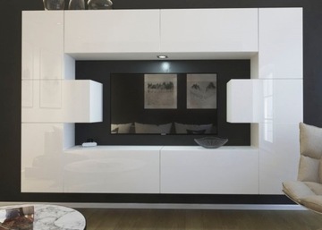 Meblościanka Monaco N4 połysk meble salon LED