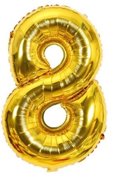 Balon foliowy cyfra 8 złoty kolor 40 cali