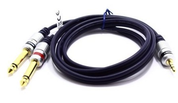 Kabel wtyk Jack 3,5 stereo / 2x 6,3mono 3m (0451)