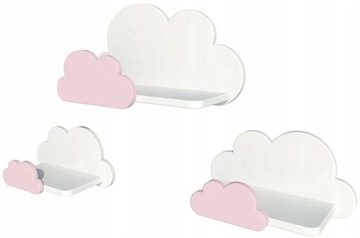 ДЕРЕВЯННАЯ ПОЛКА-ОБЛАКО ДЛЯ ДЕТЕЙ, РАЗНЫЕ ЦВЕТА