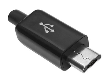 Wtyk USB2.0 typ mikro-B HighSpeed 480Mb/s z osłoną na kabel lutowany
