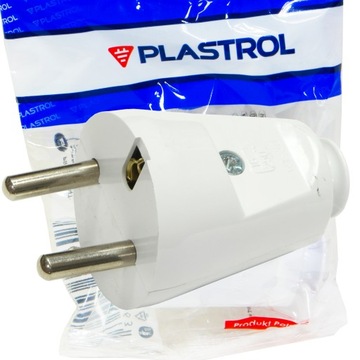 Wtyczka prosta 2P+Z, biała