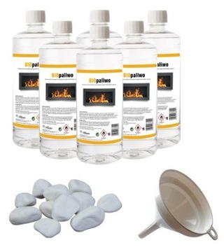 ZESTAW BIOPALIWO bioetanol 6 L + kamyki białe