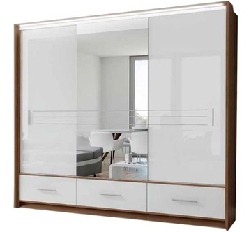 szafa Amsterdam 250 z szufladami POŁYSk + ośw. LED