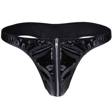 B65 Męskie latexowe stringi z zamkiem - XXL