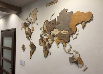 Деревянная карта мира Настенное украшение 250X160см