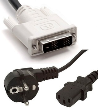 KOMPLET KABLE DO MONITORA KABEL ZASILAJACY DVI
