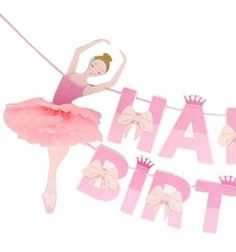 Girlanda, baner HAPPY BIRTHDAY księżniczki 3D XXL