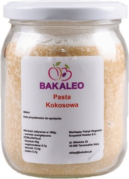 PASTA KOKOSOWA 500g MUS KOKOSOWY NAUTRALNA SMAK