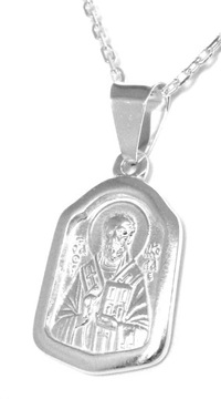 SREBRNY MEDALIK IKONA ŚW. MIKOŁAJ ŁAŃCUSZEK 45 925