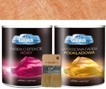 GUARDI Zestaw Farba Ścienna Efekt Rosy + Podkład + Pędzel Pomarańczowy 8m2