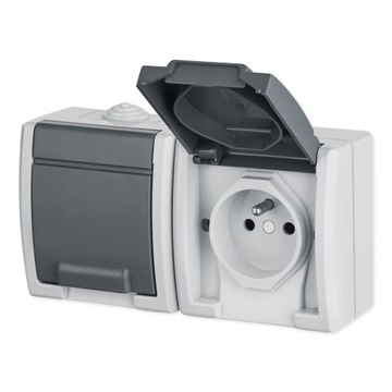 AQUANT GNIAZDO PODWÓJNE N/T IP55 SZARE 1242-10