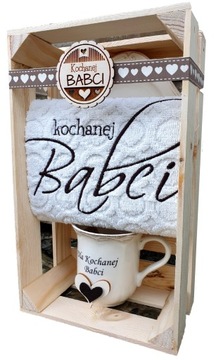 RĘCZNIK z KUBKIEM lub FILIŻANKA Prezent dla BABCI