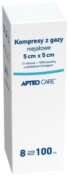 MIĘCIUTKIE Gaziki Kompresy 5 x 5cm z gazy 100 sztuk