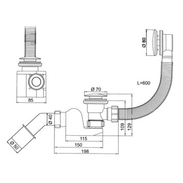 АНИ-пласт Сифон для ванны Click-clack, хром, 1923 г.