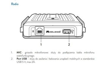 Midland M5 dyskretne CB radio obsługa w mikrofonie