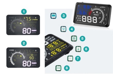 Светодиодный ЖК-дисплей HUD ПРОЕКТОР OBD2 5.5 СИНИЙ