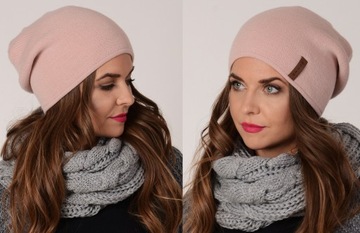 Damska Ciepła CZAPKA beanie podwójna kolory V1