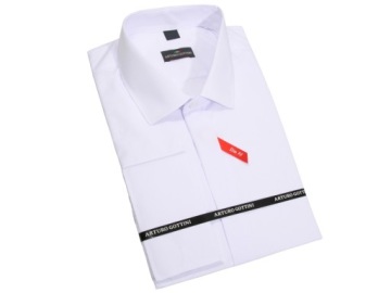 KOSZULA BIAŁA GŁADKA NA SPINKI 38 182-188 SLIM FIT
