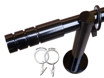 KARNISZE KARNISZ CZARNY +KÓŁKA CICHE 19MM 140CM