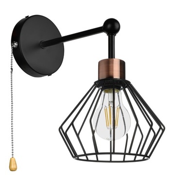 Lampa Ścienna Kinkiet Loft Druciany LED włącznik