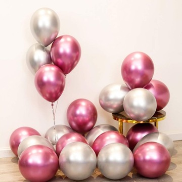 BALONY Lśniące Glossy Błyszczące Balony na Karnawał CHROM 30cm - 10szt