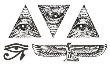 TATUAŻ TYMCZASOWY ZMYWALNY DAMSKI MĘSKI ILLUMINATI OKO FARAON SYMBOL RA