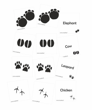 Montessori mata i tafle Footprints ślady łap tropy