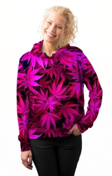 BLUZA DAMSKA PRINT TRAWKA JESIENNE LIŚCIE PINK XL