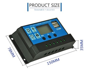 РЕГУЛЯТОР СОЛНЕЧНОЙ ЗАРЯДКИ PWM 20A 12/24V USB LCD