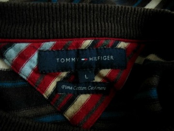 TOMMY HILFIGER ELEGANCKI BAWEŁNIANY SWETER R. L